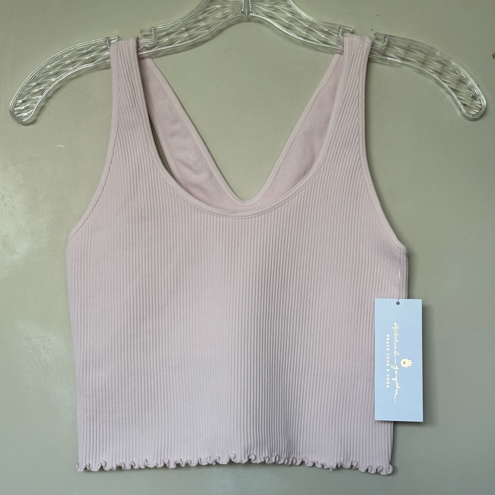 NWT Spiritual Gangster Amor Crop Tank Light Pink Lined w/ Shelf Bra M/L
